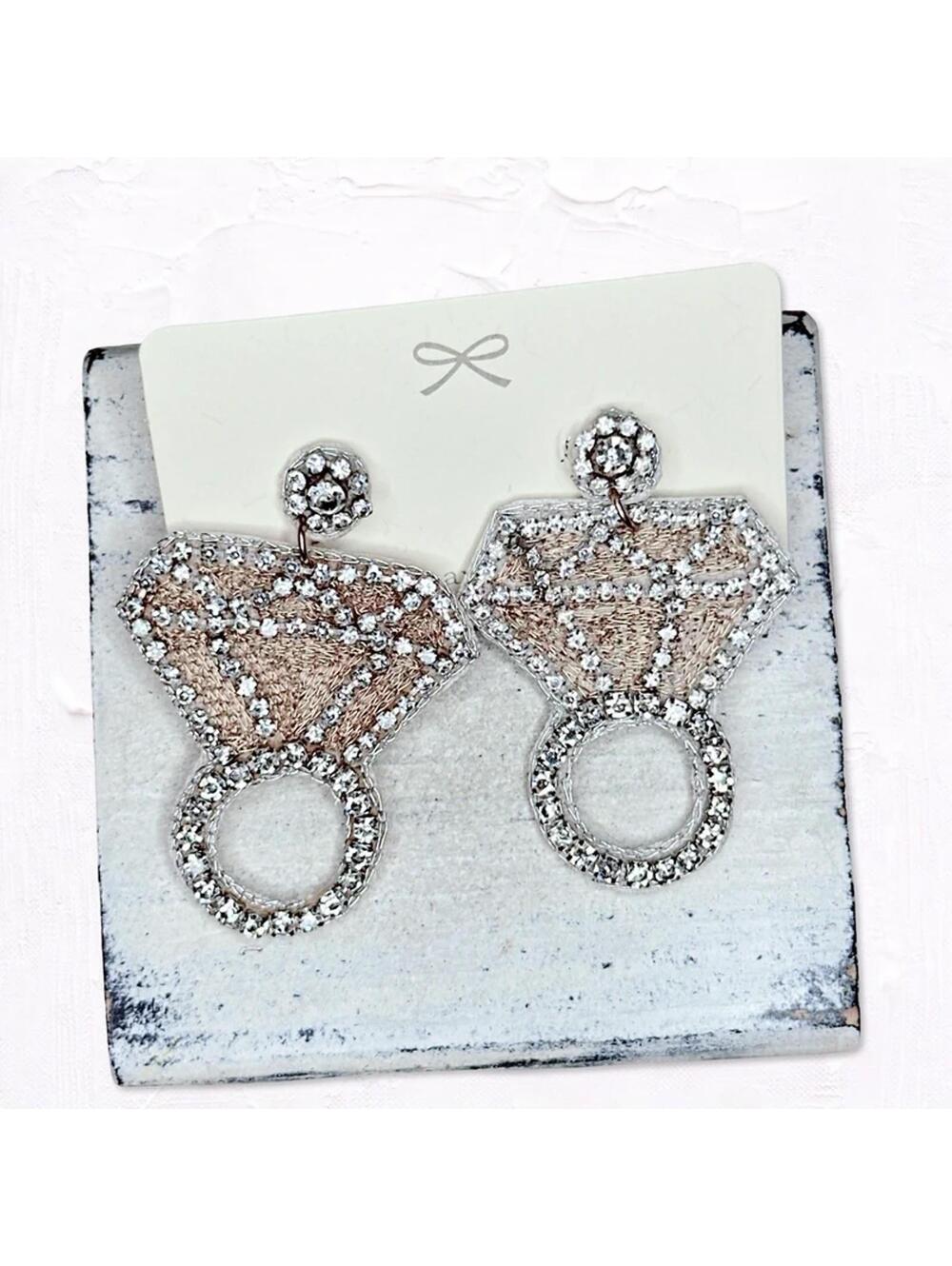 5671gc. Beaded Engagement Ring Earrings - Picture 4 of 7
